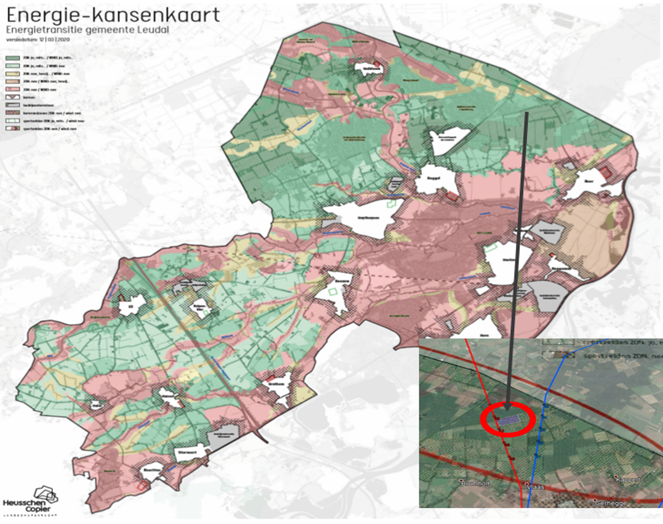 Kaart van gemeente Leudal met zoekgebieden